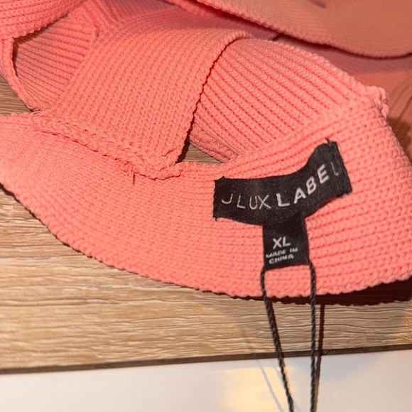 Jluxlabel cropped top adjustable belted back peachy pink XL NEW stretch - Picture 5 of 6